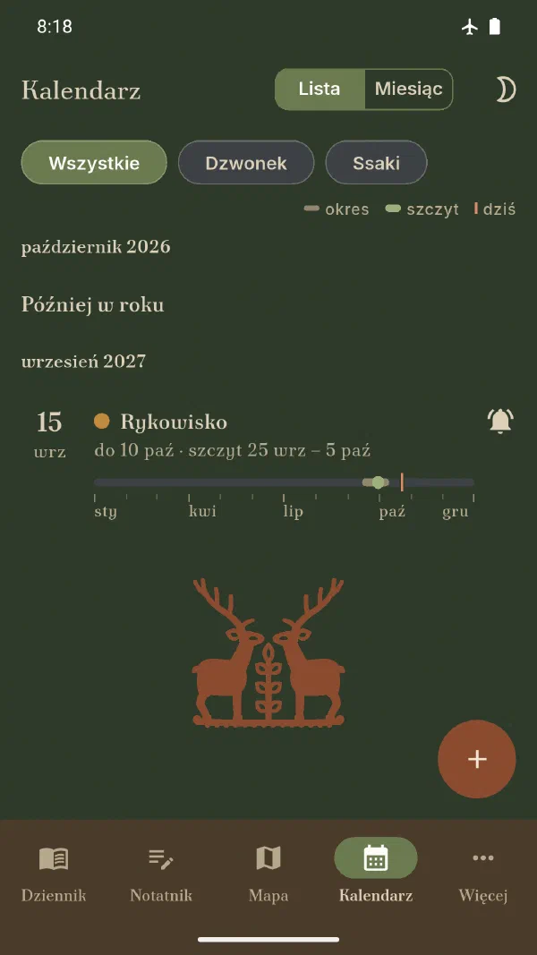 Kalendarz z okresami, terminami i przypomnieniami